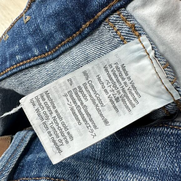 Madewell 9” High Rise Skinny Distressed Blue Denim Raw Hem Casual Jeans 32 - Picture 11 of 15